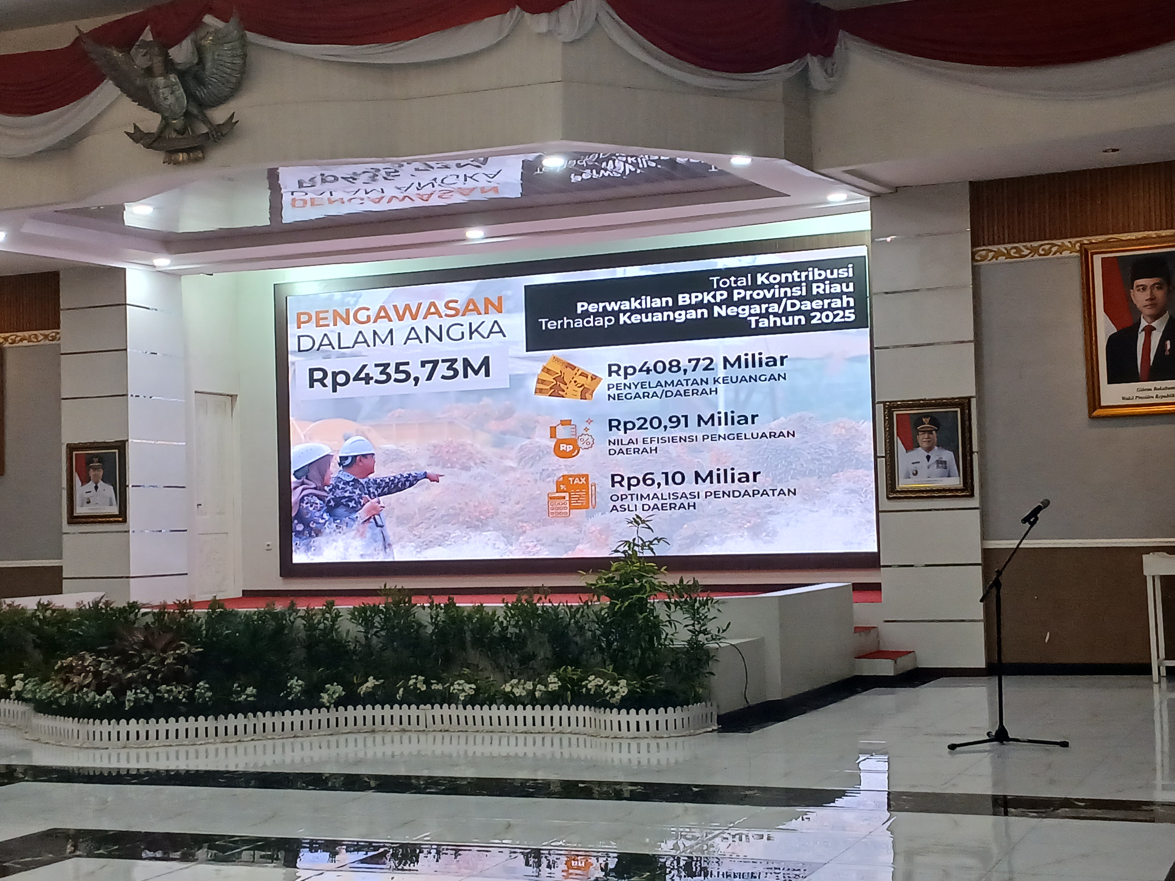 Kontribusi BPKP Perwakilan Provinsi Riau terhadap keuangan negara dan daerah mencapai Rp435,73 miliar sepanjang tahun 2025. Foto: Surya/Riau1.