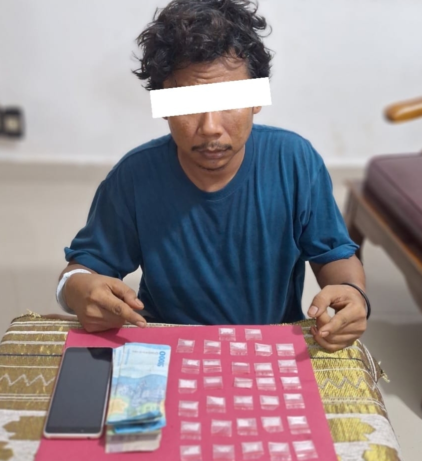 Tak Berkutik Saat Digeledah, Pria di Mandau Diamankan Saat Bawa 32 Paket Sabu