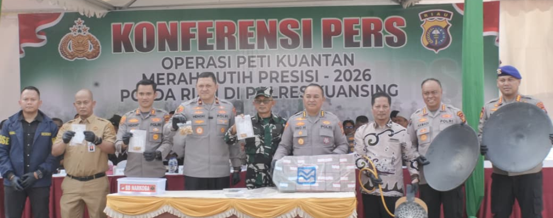 Konferensi Pers penindakan PETI di Kuansing