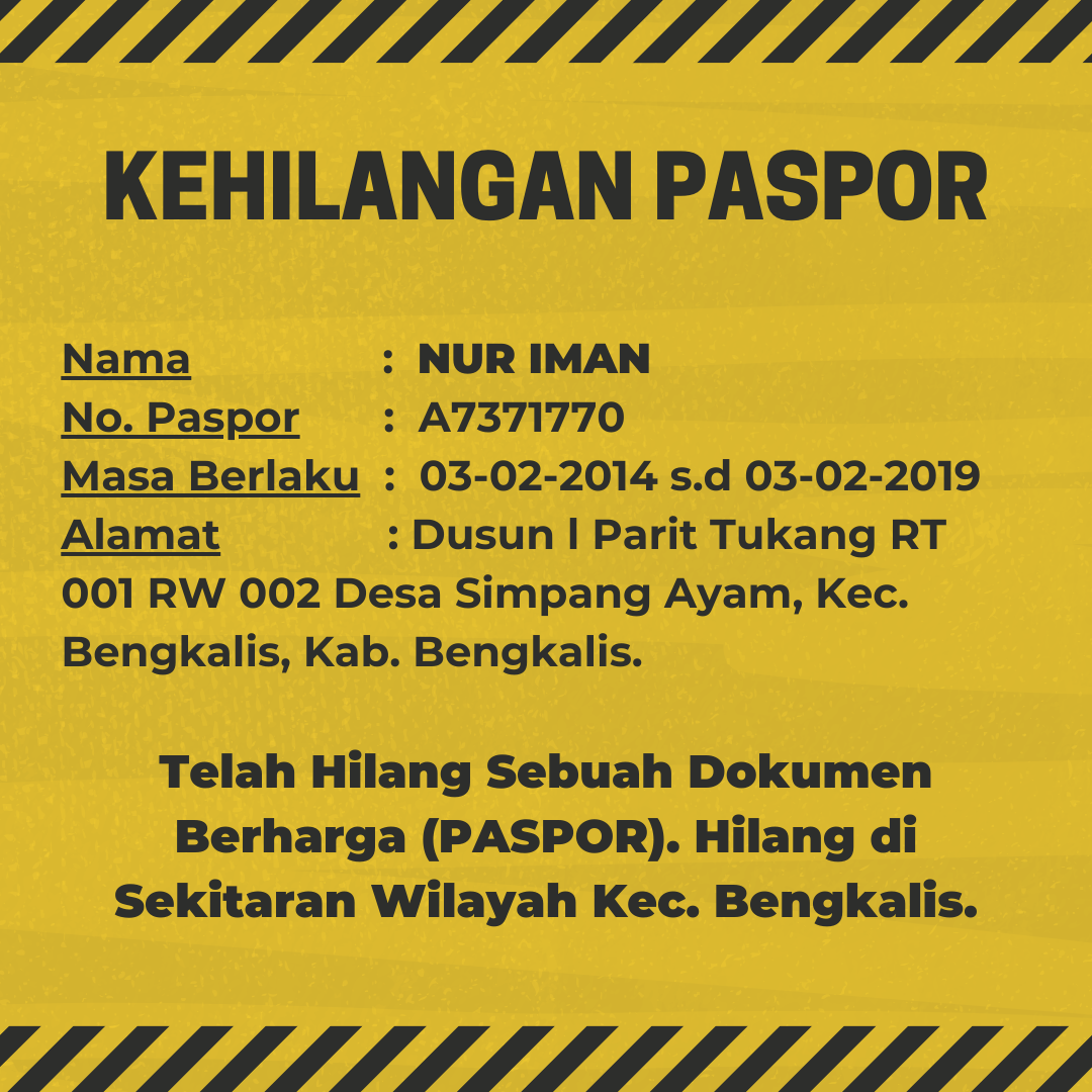 Dahari Kehilangan PASPOR