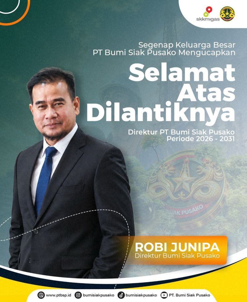 PT. BUMI SIAK PUSAKO - Ucapan Selamat Atas Pelantikan Direktur PT BSP 2026-2031